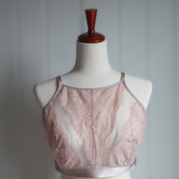 Soma Breathtaking High Neck Bralette Pink XXL Delicate Lace - Picture 1 of 4